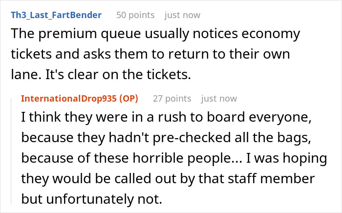 Online discussion showing users commenting on airline luggage policies and passenger behavior impacting airline staff emotions. Online discussion showing users commenting on airline luggage policies and passenger behavior impacting airline staff emotions.