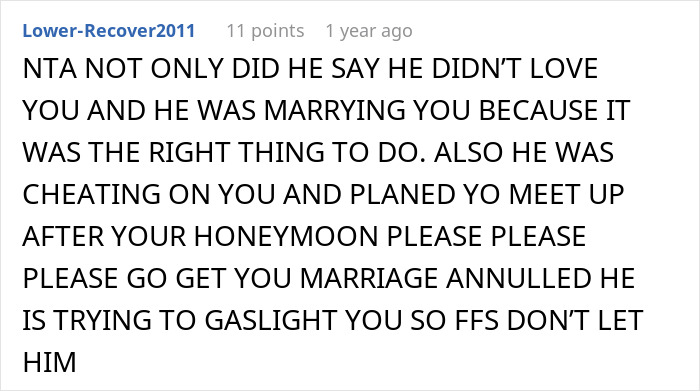 Online comment about couple split at altar after bride overhears groom's revelations, highlighting betrayal and seeking support.