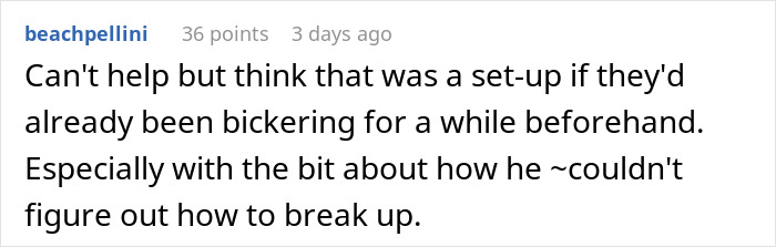 Screenshot of a Reddit comment discussing a woman finding secret texts of fiancé complaining about her appearance before their wedding. Screenshot of a Reddit comment discussing a woman finding secret texts of fiancé complaining about her appearance before their wedding.