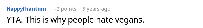 Comment on a forum post stating reasons why people dislike vegans, related to no vegan options Christmas Eve dinner. Comment on a forum post stating reasons why people dislike vegans, related to no vegan options Christmas Eve dinner.
