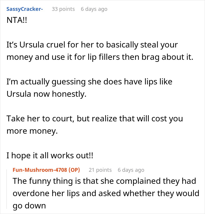 Screenshot of online comments discussing a makeup artist pretending to be sick on a woman&rsquo;s wedding day for easy money.