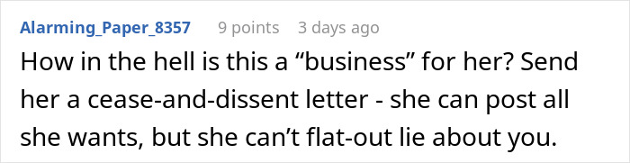 Comment expressing anger over sister building TikTok fame by lying about family, urging legal action for cease-and-desist. Comment expressing anger over sister building TikTok fame by lying about family, urging legal action for cease-and-desist.