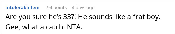 Screenshot of a Reddit comment discussing a woman shutting down boys’ nights at their house after they go too far. Screenshot of a Reddit comment discussing a woman shutting down boys’ nights at their house after they go too far.