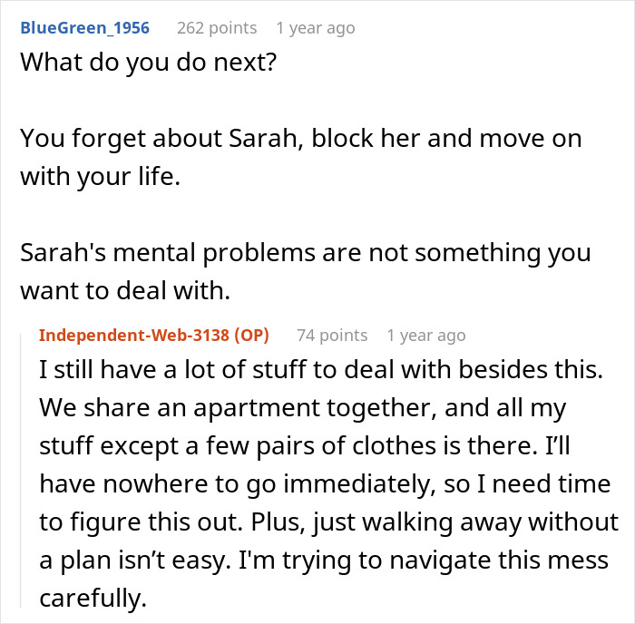 Screenshot of an online discussion where a man questions if his relationship is doomed after pressure to lie about his career.
