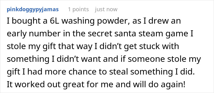 Reddit user explains how he stole his own white elephant gift during Secret Santa and got a refund, sparking internet debate. Reddit user explains how he stole his own white elephant gift during Secret Santa and got a refund, sparking internet debate.