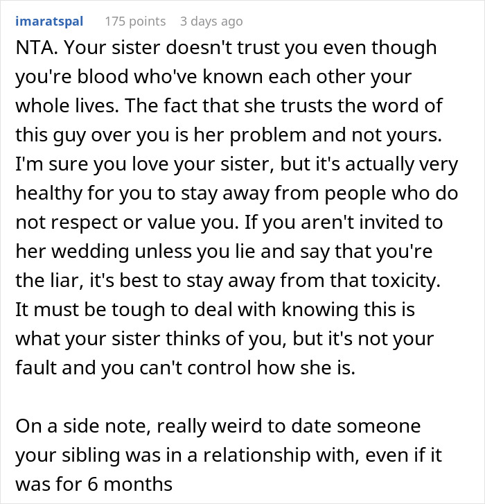 Screenshot of a forum comment discussing a man lying about saving himself for marriage to please his fianc&eacute;e.