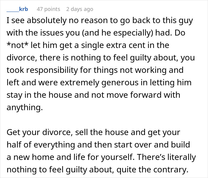 Comment on divorce regret sharing advice to move forward and avoid guilt after divorce and separation issues. Comment on divorce regret sharing advice to move forward and avoid guilt after divorce and separation issues.