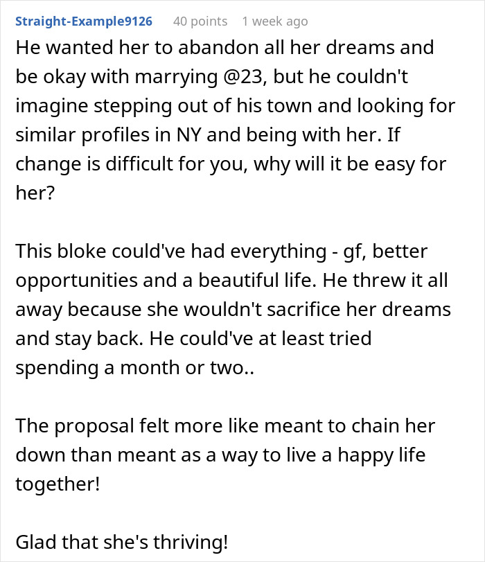 Guy Can't Believe GF Won't Abandon Her Dreams To Be With Him, Whines Even A Year After The Breakup Guy Can't Believe GF Won't Abandon Her Dreams To Be With Him, Whines Even A Year After The Breakup