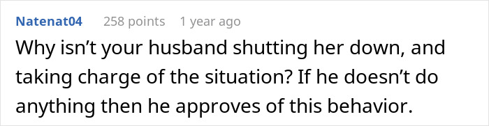 Comment expressing frustration about a husband not addressing teen's hostility toward stepmom at dad's birthday party.