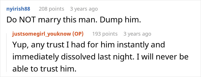 Screenshot of a Reddit conversation about a shameless guy flirting with his baby mama while his girlfriend overhears and reacts.