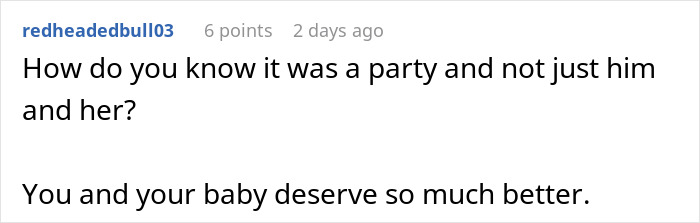 Commenter expressing support for a woman rethinking her relationship after her boyfriend abandons her with a newborn.