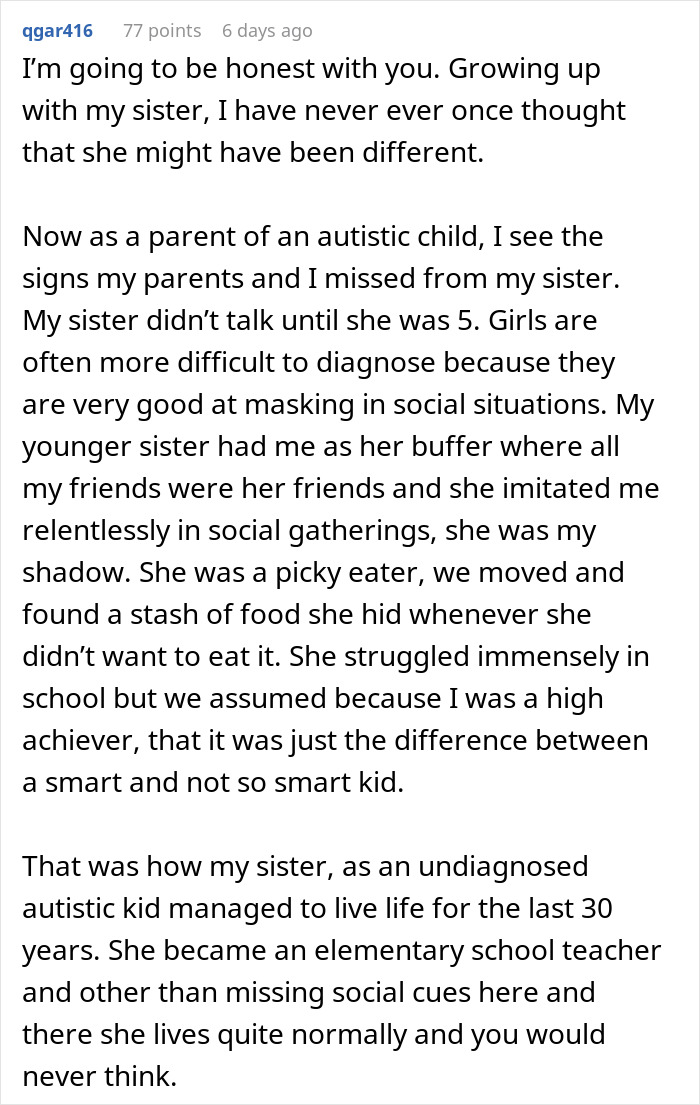 Text excerpt discussing signs of undiagnosed autism in a woman and social masking challenges.