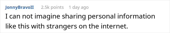 Comment expressing disbelief about sharing personal information with strangers on the internet related to SAHM divorce challenges. Comment expressing disbelief about sharing personal information with strangers on the internet related to SAHM divorce challenges.