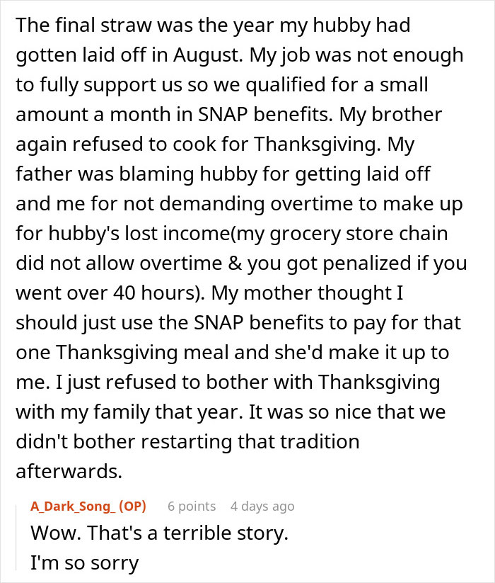 Couple hosts expensive Thanksgiving dinner but discovers planned leftovers are already gone before they can enjoy them.