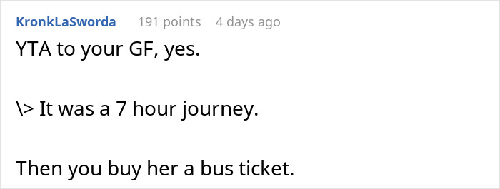 Screenshot of a Reddit comment discussing a guy going above and beyond for his ex girlfriend and current partner upset.
