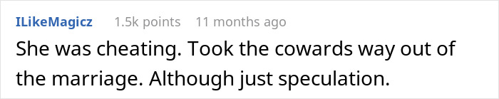 Screenshot of a comment discussing a cheating accusation impacting a husband's reputation after 10 years of marriage. Screenshot of a comment discussing a cheating accusation impacting a husband's reputation after 10 years of marriage.