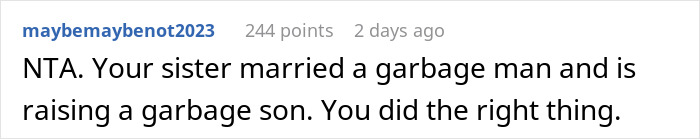 Reddit comment criticizing entitled behavior of husband and son, supporting sister kicking them out for their actions. Reddit comment criticizing entitled behavior of husband and son, supporting sister kicking them out for their actions.