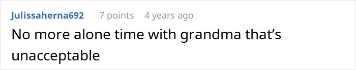 Comment text on a white background about no more alone time with grandma, related to mil teach toddler mama mother support. Comment text on a white background about no more alone time with grandma, related to mil teach toddler mama mother support.