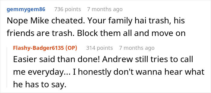 Conversation about bride walking out of wedding after learning groom cheated, discussing family and moving on advice.