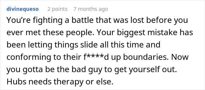 Comment on relationship struggles where husband won’t stand up to mother, and wife considers walking away.