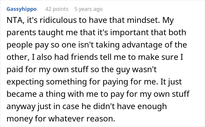 Comment discussing the mindset of treating a boyfriend like a personal ATM and the importance of paying for oneself. Comment discussing the mindset of treating a boyfriend like a personal ATM and the importance of paying for oneself.