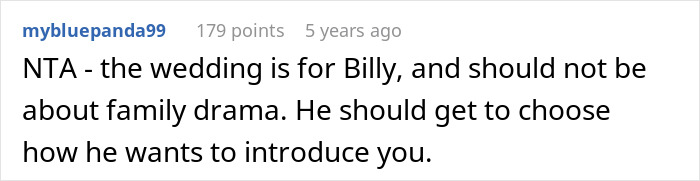 Screenshot of an online comment discussing family drama about a woman letting her nephew call her mom.