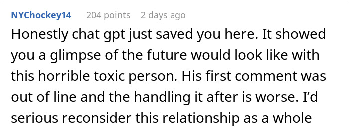 Screenshot of a social media comment criticizing a man who says his girlfriend must earn an engagement ring.