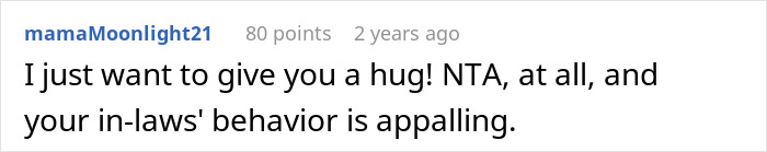 Comment expressing support and criticism of in-laws' behavior after vegetarian host didn’t prepare ham for Christmas. Comment expressing support and criticism of in-laws' behavior after vegetarian host didn’t prepare ham for Christmas.