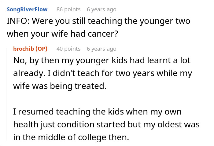 Screenshot of a Reddit conversation discussing a man upset his dad didn’t pass on craft skills while half-bros start a business.
