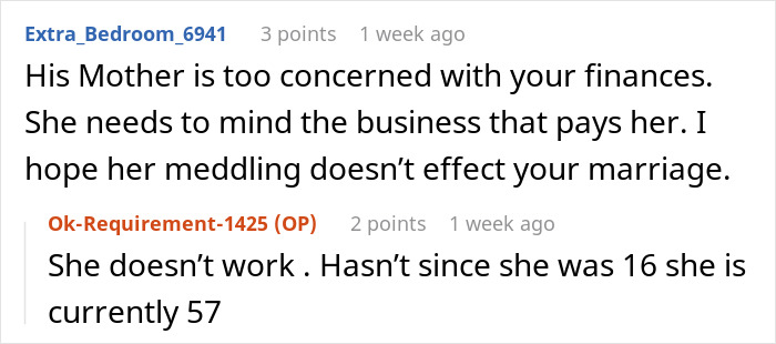 Online discussion showing a mother-son-girlfriend dispute over expenses and financial boundaries in family relationships. Online discussion showing a mother-son-girlfriend dispute over expenses and financial boundaries in family relationships.