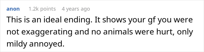 Comment about a woman upset that her girlfriend won’t let her get a dog due to concerns for her old cat’s well-being. Comment about a woman upset that her girlfriend won’t let her get a dog due to concerns for her old cat’s well-being.