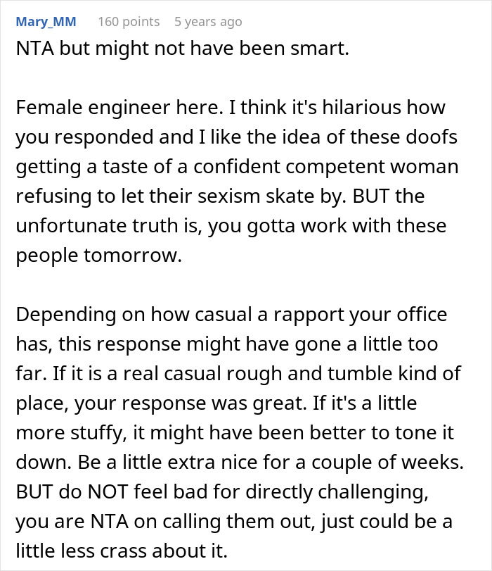 Comment from a female engineer about office potluck store bought dessert drama and managing workplace relationships. Comment from a female engineer about office potluck store bought dessert drama and managing workplace relationships.