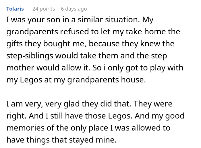 Comment about dad trying to protect his son’s gift from ex’s new family, causing family drama and conflict. Comment about dad trying to protect his son’s gift from ex’s new family, causing family drama and conflict.