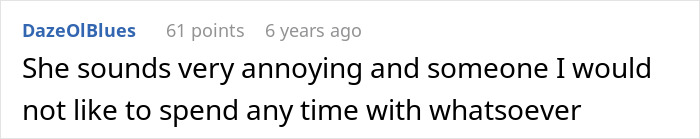 Comment stating she sounds very annoying and someone to avoid spending time with, reflecting phone dependence issues.