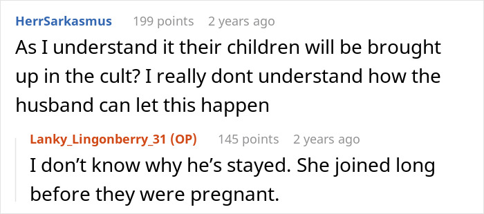 Comments discussing concerns about children being raised in a Jehovah’s Witness family and related family dynamics.