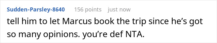 Text comment on a social media post discussing opinions about a girlfriend cancelling a fully paid Hawaii trip. Text comment on a social media post discussing opinions about a girlfriend cancelling a fully paid Hawaii trip.
