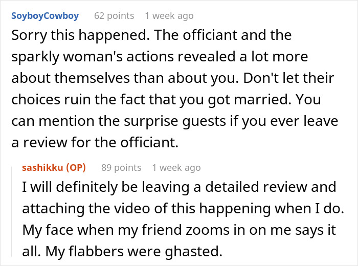Bride mortified as officiant brings random guest to ceremony and she unexpectedly catches the bouquet, causing shock. Bride mortified as officiant brings random guest to ceremony and she unexpectedly catches the bouquet, causing shock.