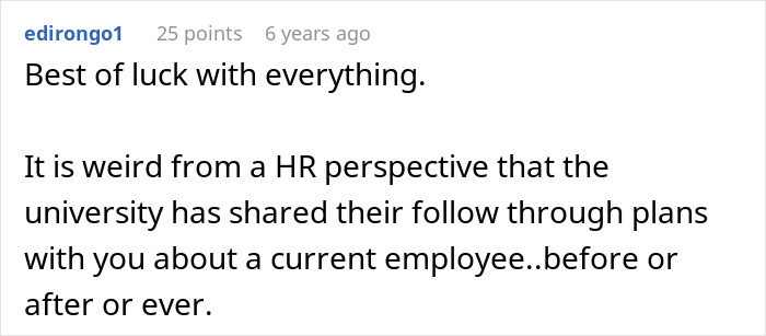 Screenshot of a forum comment discussing HR perspectives on employee follow-through plans and job-related concerns. Screenshot of a forum comment discussing HR perspectives on employee follow-through plans and job-related concerns.