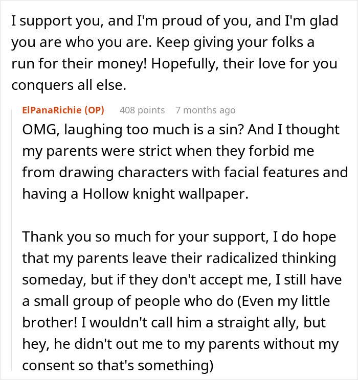 Comment from secretly gay teen sharing struggles with homophobic parents and seeking respect and support from others online. Comment from secretly gay teen sharing struggles with homophobic parents and seeking respect and support from others online.