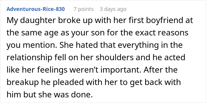 Comment about dad giving teen son dating advice from 1955, with wife calling time-out on outdated lesson.