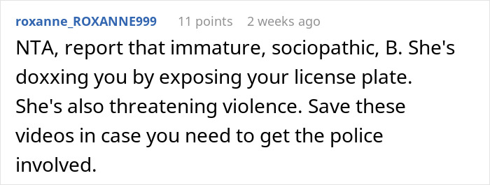 Screenshot of a social media comment warning about coworker doxxing and threatening violence before being fired.