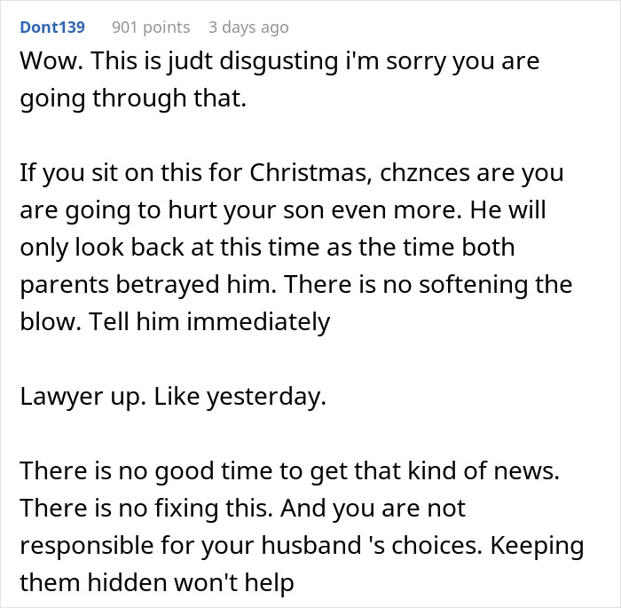 Comment expressing disgust and advice about a man unsure if affair partner's baby is his child or grandchild.
