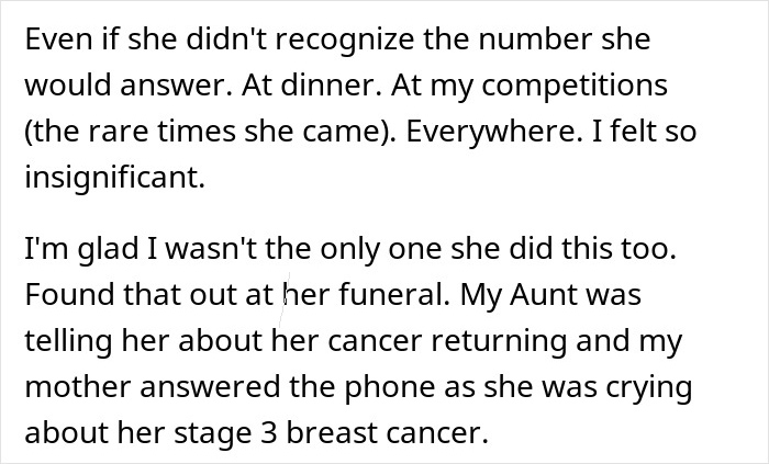 Text excerpt showing a man’s feelings of insignificance due to wife’s phone dependence during important moments.