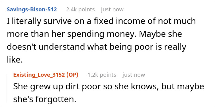 Reddit conversation about a SAHM feeling poor despite receiving 1K per month as fun money from husband. Reddit conversation about a SAHM feeling poor despite receiving 1K per month as fun money from husband.