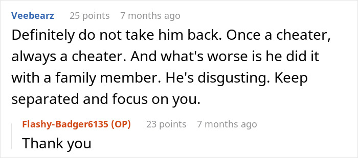 Comment thread about a bride learning her groom cheated with her mom, advising her not to take him back. Comment thread about a bride learning her groom cheated with her mom, advising her not to take him back.