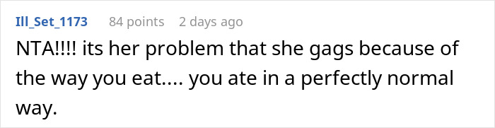 Screenshot of online comment defending guy eating baked potato his way, stating fiancée’s mother’s reaction is her problem. Screenshot of online comment defending guy eating baked potato his way, stating fiancée’s mother’s reaction is her problem.