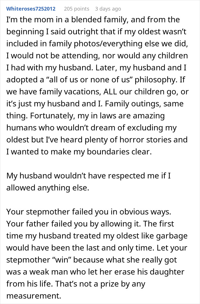 Comment about blended family boundaries and stepmother behavior highlighting insecurity about a kid in a teen’s life. Comment about blended family boundaries and stepmother behavior highlighting insecurity about a kid in a teen’s life.