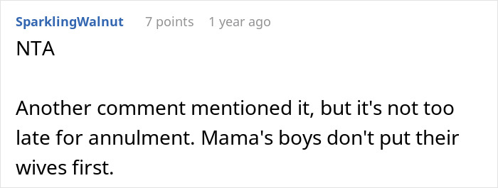 Screenshot of a comment discussing MIL choosing a white dress for son's wedding and bride refusing photos. Screenshot of a comment discussing MIL choosing a white dress for son's wedding and bride refusing photos.