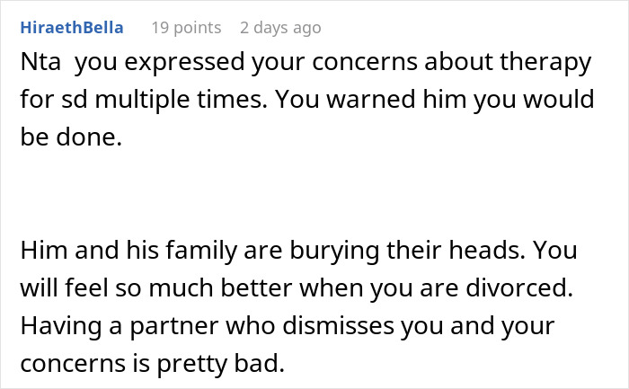 Online comment discussing woman’s struggle with stepdaughter’s behavior and in-laws’ negative comments leading to divorce. Online comment discussing woman’s struggle with stepdaughter’s behavior and in-laws’ negative comments leading to divorce.