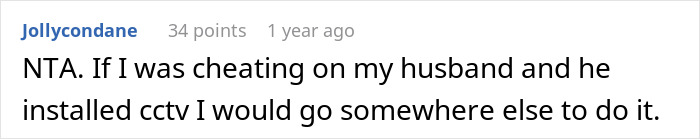 Screenshot of an online comment discussing suspicion and CCTV installation due to unexplained scratches on a wife’s back. Screenshot of an online comment discussing suspicion and CCTV installation due to unexplained scratches on a wife’s back.